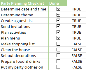 Check mark in excel